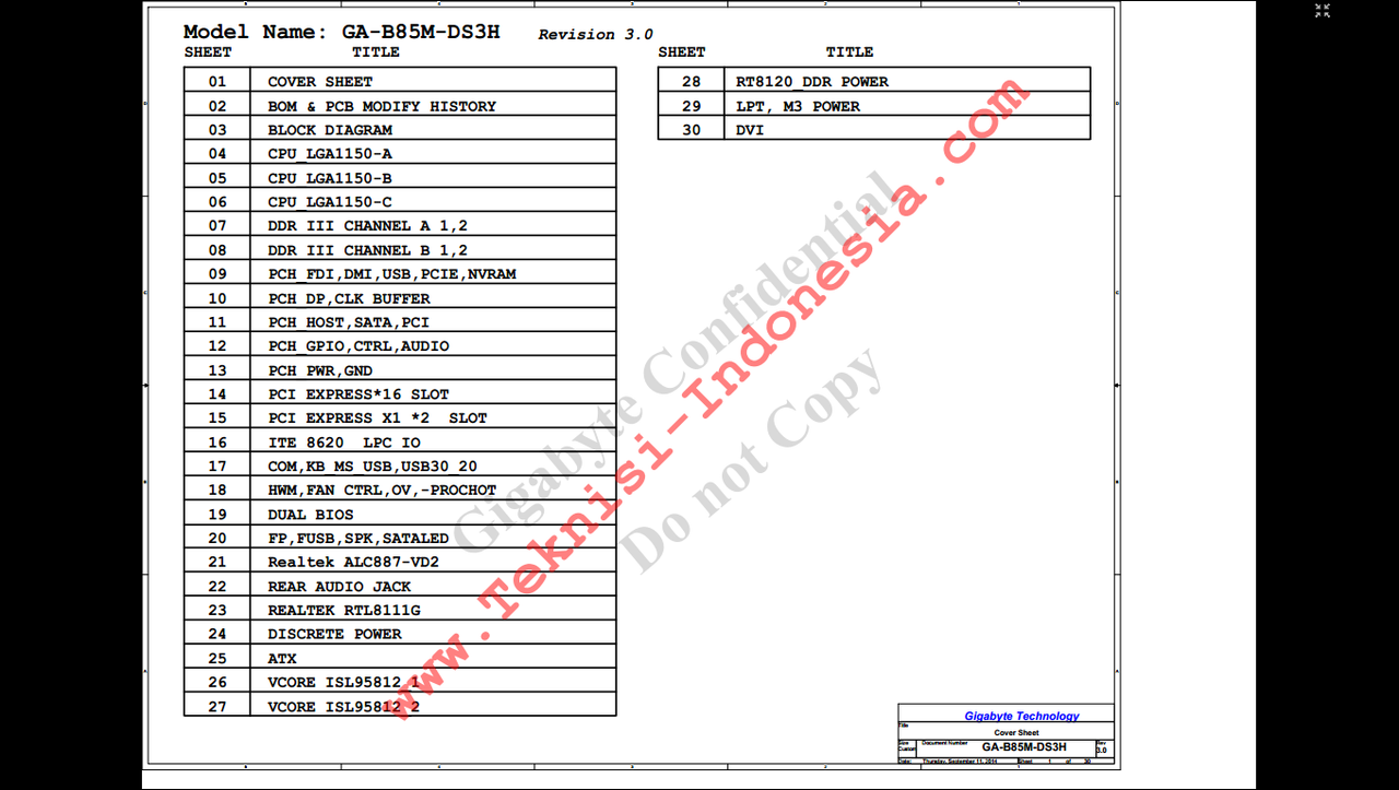 Gigabyte GA-B85M-DS3H Schematic & Boardview PDF | Forum Teknisi Laptop ...